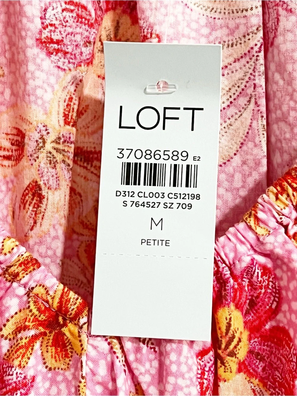 NWT!  LOFT Pink Floral Smocked Peplum Top Puff Sleeves Medium Cottage Boho
